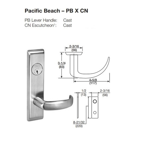 ACCENTRA (Formerly Yale) 8865FL Grade 1 Bathroom Mortise Lever Lock - Thumbturn BOTH Sides