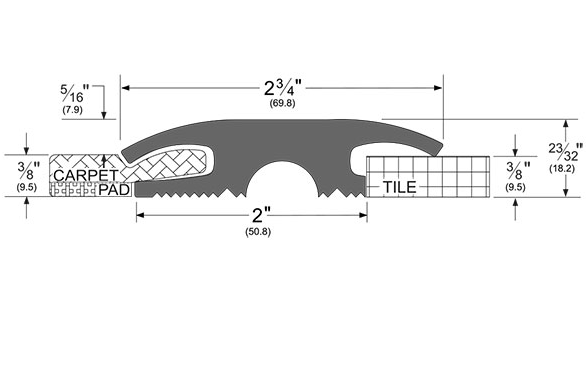 Pemko EV2325 Eco-V™ Hospitality Threshold, Carpet to Tile, Black, 36"