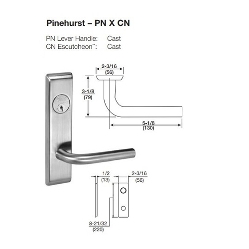 ACCENTRA (Formerly Yale) 8865FL Grade 1 Bathroom Mortise Lever Lock - Thumbturn BOTH Sides