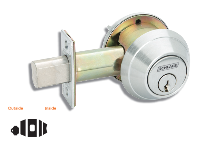 Schlage B660P Grade 1 Single Cylinder Deadbolt, Keyed Outside/Thumbturn Inside, 6-Pin Cylinder