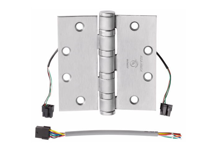 McKinney T4A3786 QC8 Full Mortise Hinge, 5-Knuckle, Heavy Weight, 4-1/2" by 4-1/2", Square Corner, 8-Wire, ElectroLynx Connector, Satin Chrome Finish