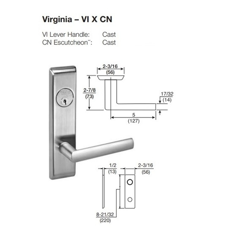 ACCENTRA (Formerly Yale) 8865FL Grade 1 Bathroom Mortise Lever Lock - Thumbturn BOTH Sides