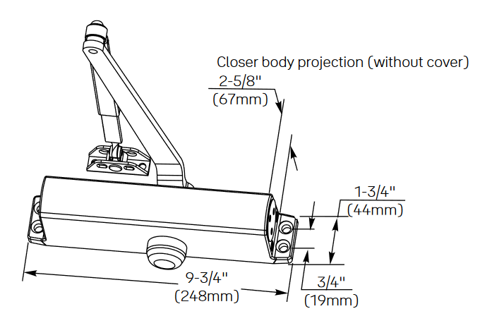 ACCENTRA 1101BF Grade 1 Door Closer, Tri-Packed (Regular, Parallel, Top Jamb Mount), Non-Hold Open, Size 1-4