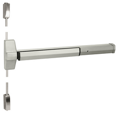ACCENTRA 7110/7110F Grade 1 Surface Vertical Rod Exit Bar, Wide Stile Pushpad, 36" Device, 84" Door Height, Satin Stainless Steel