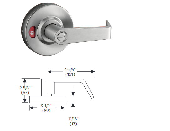 ACCENTRA YPL02 Grade 1 Privacy Cylindrical Lever Lock with Occupancy Indicator